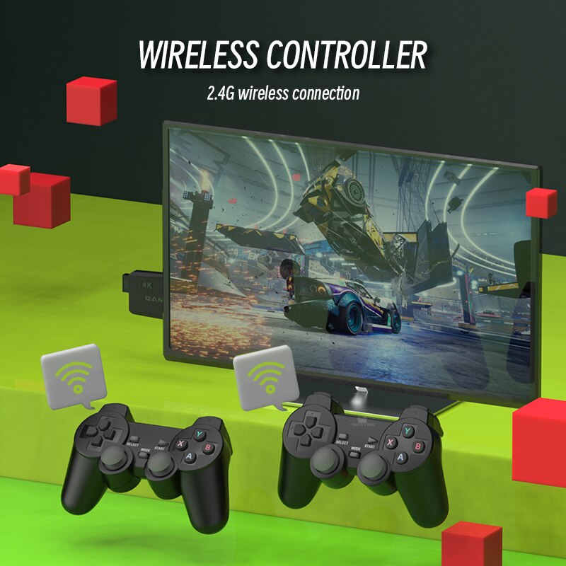 Retro Video Game Console 2.4G Wireless para TV - Jogos 10000  - 2 ou 4 controles