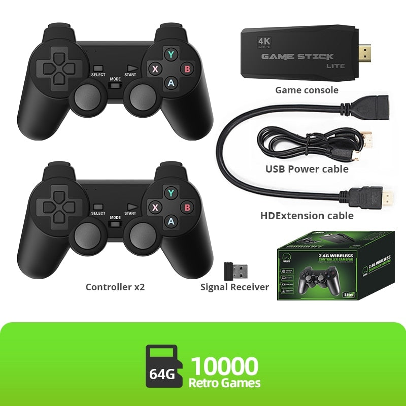 Retro Video Game Console 2.4G Wireless para TV - Jogos 10000  - 2 ou 4 controles