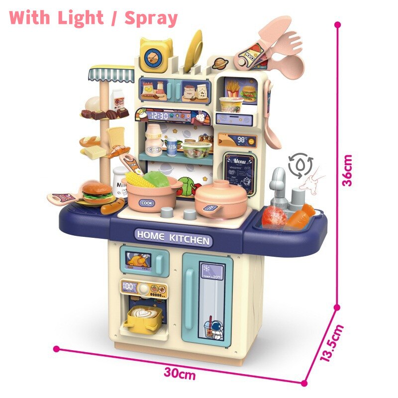 Cozinha em Miniatura, incluso alimentos e spray de água para Crianças