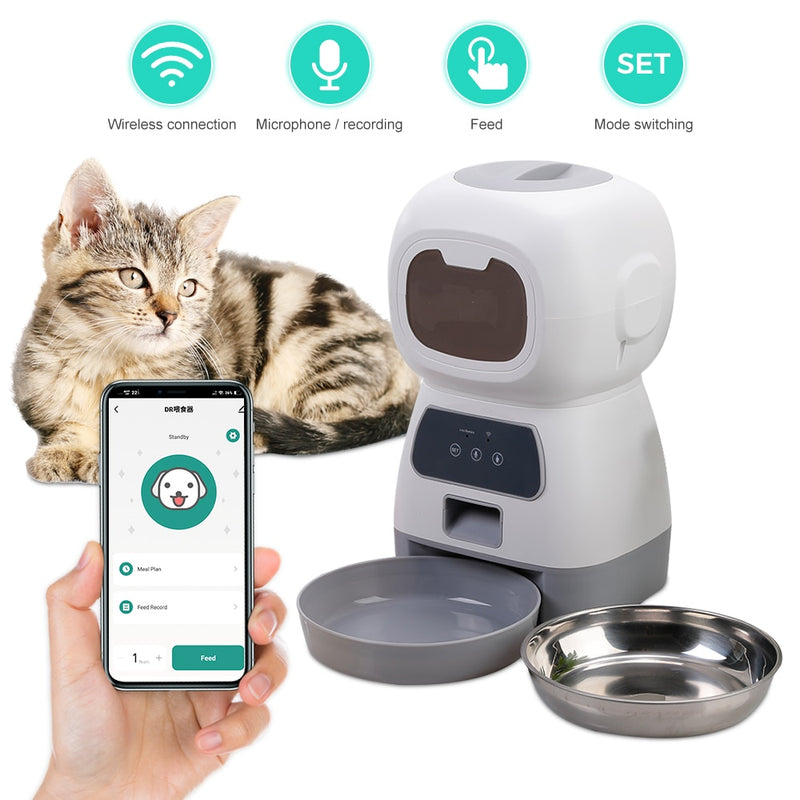 Alimentador automático para animais de estimação WIFI  com tigela para 3.5L + Fonte de água 2L