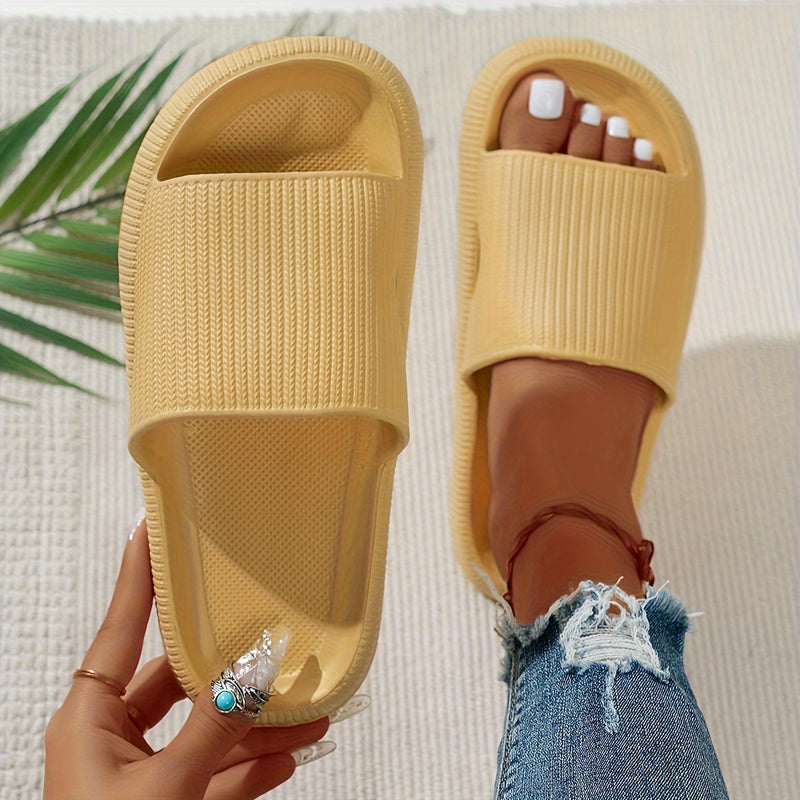 Soft Sole Quick Drying Non-Slip Home Shower Slides, Casual Slip On Lightweight Beach Slides